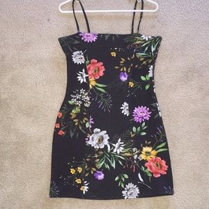Black Floral Bodycon Dress